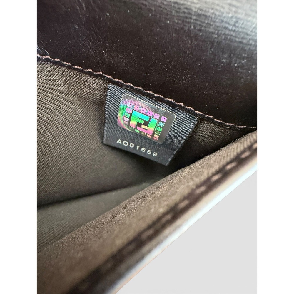 Fendi Zucca Canvas Leather Snap Wallet Brown Black FF Logo Long Wallet - Picture 10 of 11